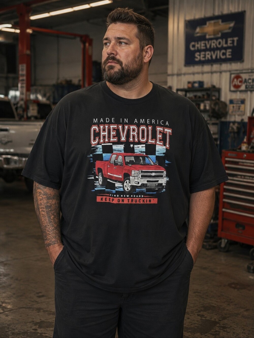 GENERAL MOTORS Men's 3XLT Black Chevrolet T-shirt Chevy GM Truck Trucks -1481